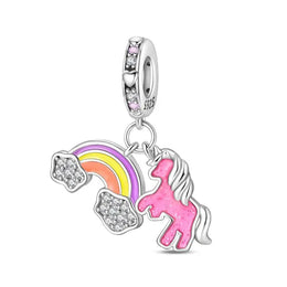 KissICON PAC1564 925 Silver Plated Magic Mirror Princess Angel Pink Charm Beads Suitable Fit Pan 925 Original Bracelet Exquisite Diy Jewelry