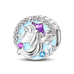 KissICON PAC1565 925 Silver Plated Magic Mirror Princess Angel Pink Charm Beads Suitable Fit Pan 925 Original Bracelet Exquisite Diy Jewelry