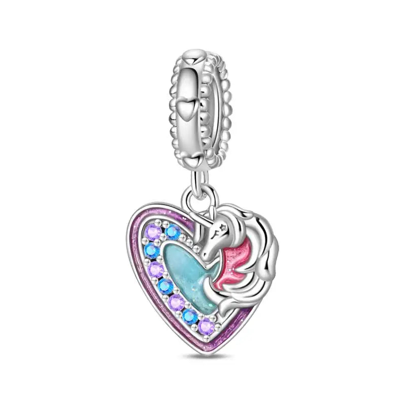 KissICON PAC1567 925 Silver Plated Magic Mirror Princess Angel Pink Charm Beads Suitable Fit Pan 925 Original Bracelet Exquisite Diy Jewelry