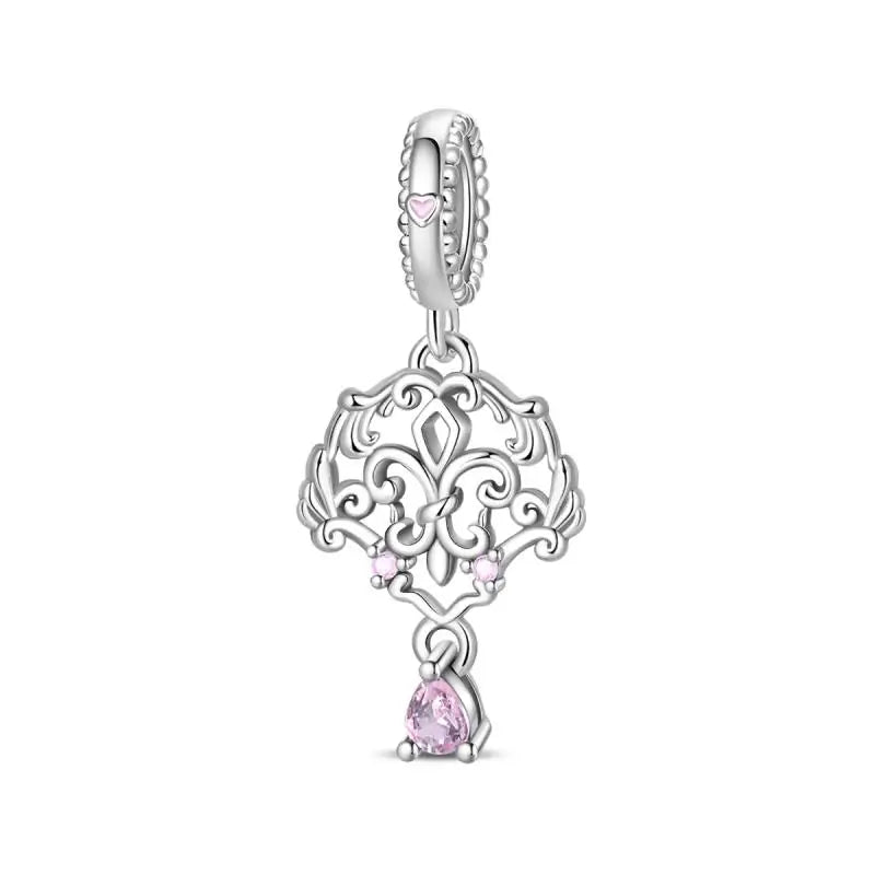 KissICON PAC1576 925 Silver Plated Magic Mirror Princess Angel Pink Charm Beads Suitable Fit Pan 925 Original Bracelet Exquisite Diy Jewelry