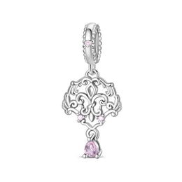 KissICON PAC1576 925 Silver Plated Magic Mirror Princess Angel Pink Charm Beads Suitable Fit Pan 925 Original Bracelet Exquisite Diy Jewelry