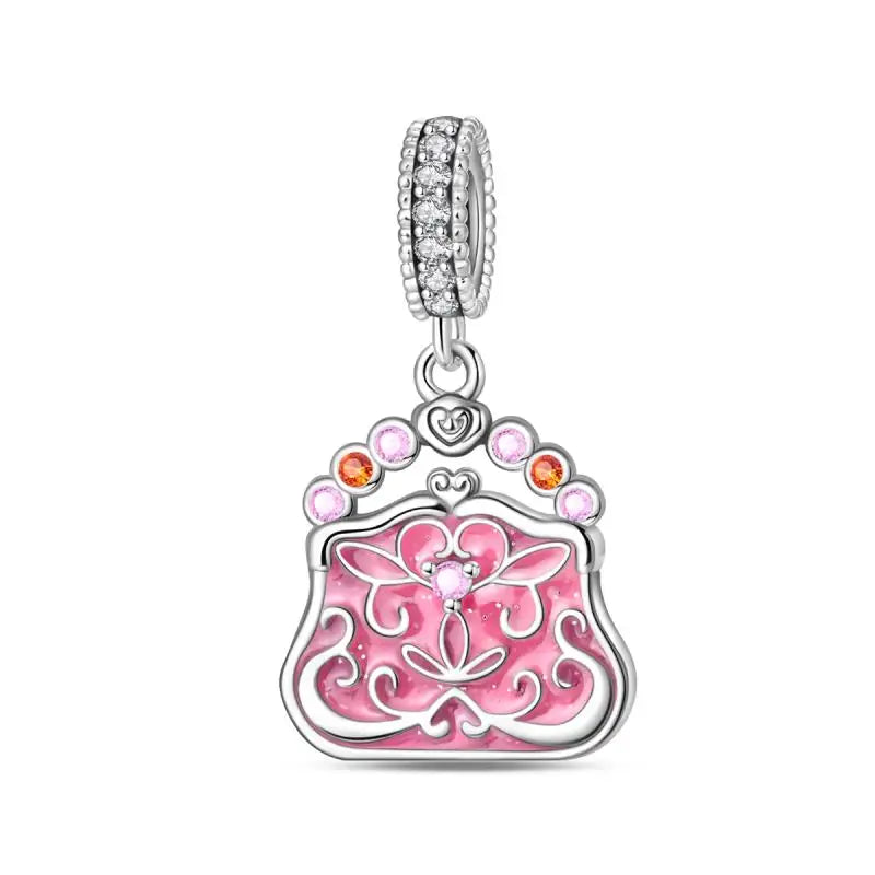 KissICON PAC1580 925 Silver Plated Magic Mirror Princess Angel Pink Charm Beads Suitable Fit Pan 925 Original Bracelet Exquisite Diy Jewelry