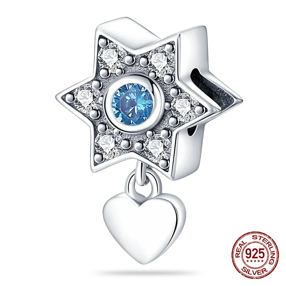 KissICON PAC225 Luminous 925 Sterling Silver Hot Selling Stars And Moon Charms Fit 925 Original Bracelets DIY Jewelry Making For Women Gift