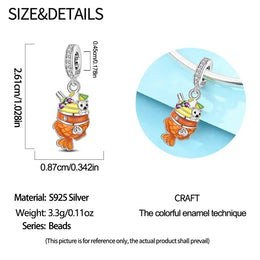 KissICON PAC2422 925 Pure Summer Fruit Handbag Pendant Hanging Bead Suitable for Original Pandora Bracelet Women DIY Exquisite Gift
