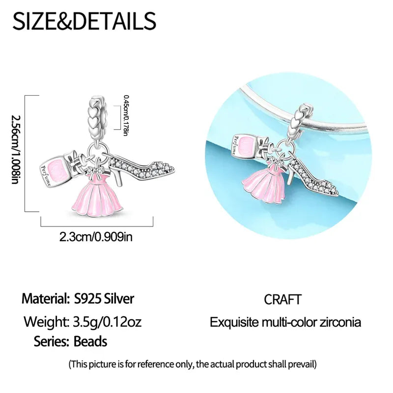 KissICON PAC2465 925 Pure Summer Fruit Handbag Pendant Hanging Bead Suitable for Original Pandora Bracelet Women DIY Exquisite Gift