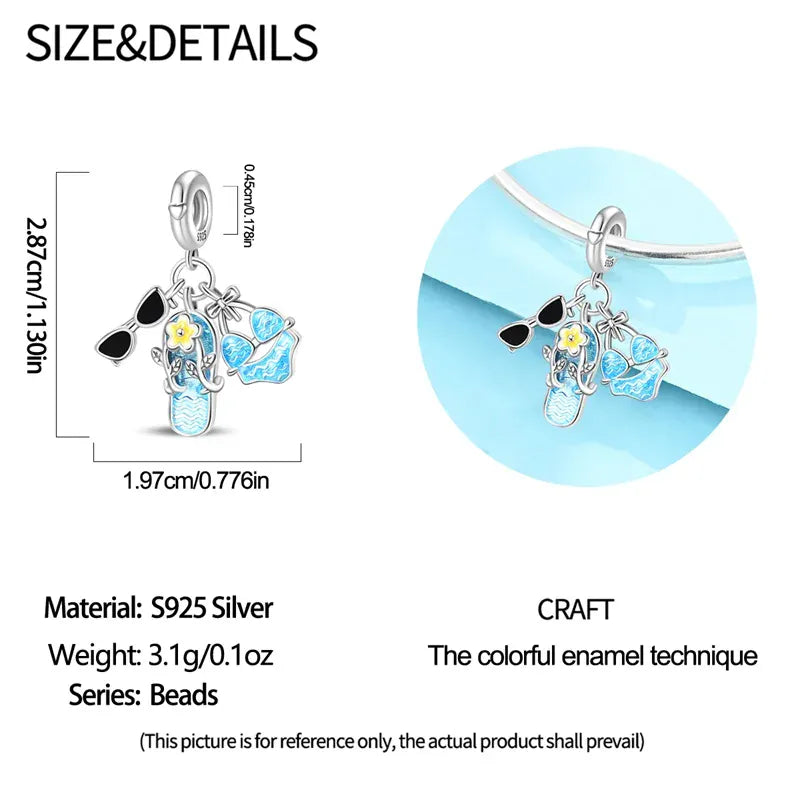 KissICON PAC2467 925 Pure Summer Fruit Handbag Pendant Hanging Bead Suitable for Original Pandora Bracelet Women DIY Exquisite Gift