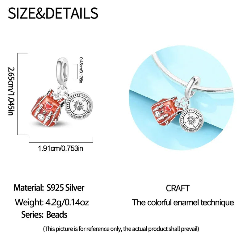 KissICON PAC2468 925 Pure Summer Fruit Handbag Pendant Hanging Bead Suitable for Original Pandora Bracelet Women DIY Exquisite Gift