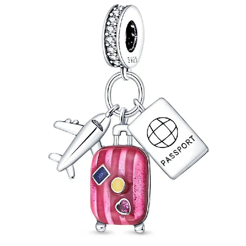 KissICON PAC291 925 Silver Plated Magic Mirror Princess Angel Pink Charm Beads Suitable Fit Pan 925 Original Bracelet Exquisite Diy Jewelry