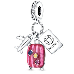 KissICON PAC291 925 Silver Plated Magic Mirror Princess Angel Pink Charm Beads Suitable Fit Pan 925 Original Bracelet Exquisite Diy Jewelry