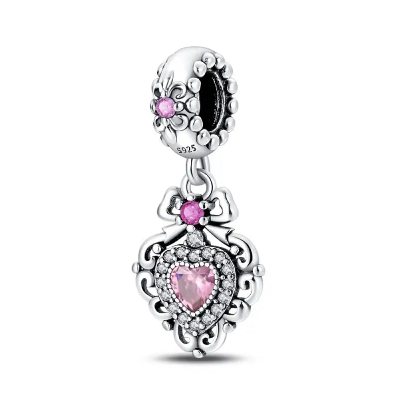 KissICON PAC777 925 Silver Plated Magic Mirror Princess Angel Pink Charm Beads Suitable Fit Pan 925 Original Bracelet Exquisite Diy Jewelry