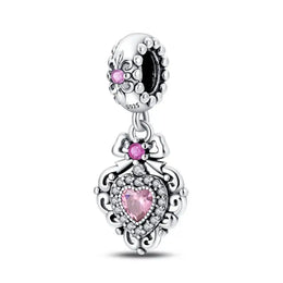 KissICON PAC777 925 Silver Plated Magic Mirror Princess Angel Pink Charm Beads Suitable Fit Pan 925 Original Bracelet Exquisite Diy Jewelry