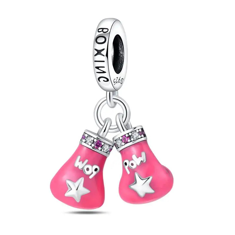 KissICON PAC876 925 Silver Plated Magic Mirror Princess Angel Pink Charm Beads Suitable Fit Pan 925 Original Bracelet Exquisite Diy Jewelry