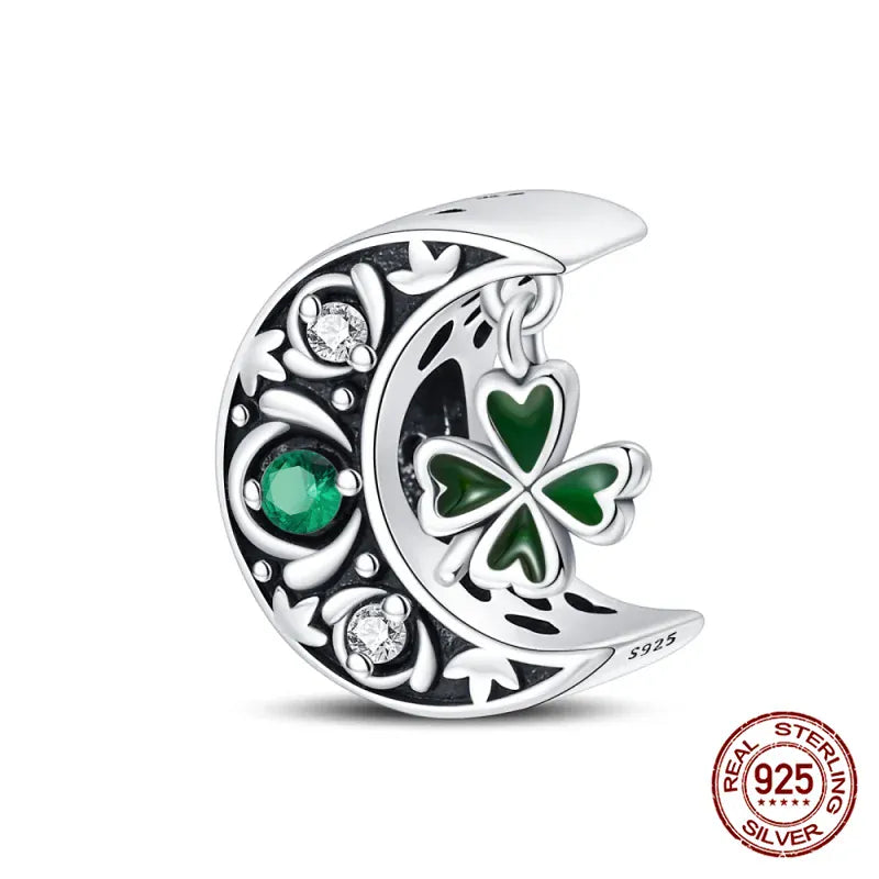 KissICON PAC931 Luminous 925 Sterling Silver Hot Selling Stars And Moon Charms Fit 925 Original Bracelets DIY Jewelry Making For Women Gift