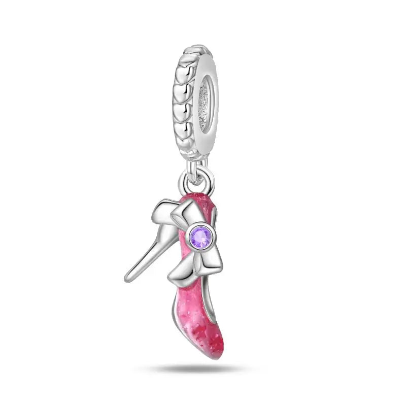 KissICON PAC934 925 Silver Plated Magic Mirror Princess Angel Pink Charm Beads Suitable Fit Pan 925 Original Bracelet Exquisite Diy Jewelry