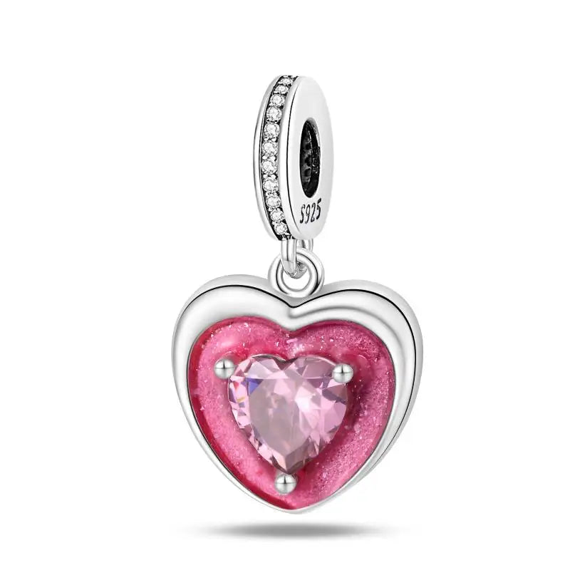 KissICON PAC937 925 Silver Plated Magic Mirror Princess Angel Pink Charm Beads Suitable Fit Pan 925 Original Bracelet Exquisite Diy Jewelry