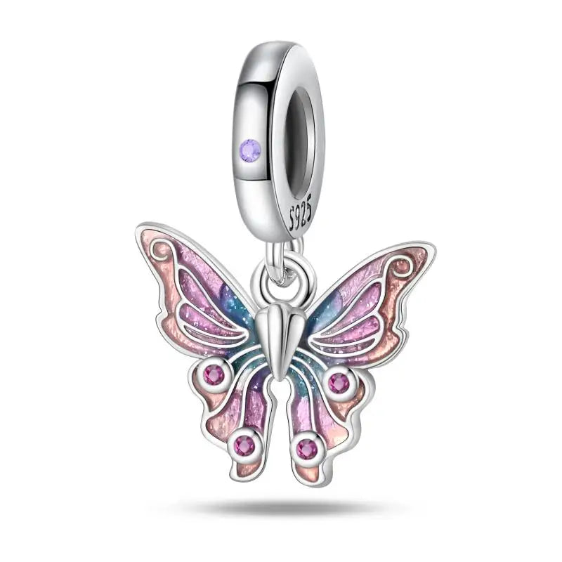 KissICON PAC938 925 Silver Plated Magic Mirror Princess Angel Pink Charm Beads Suitable Fit Pan 925 Original Bracelet Exquisite Diy Jewelry