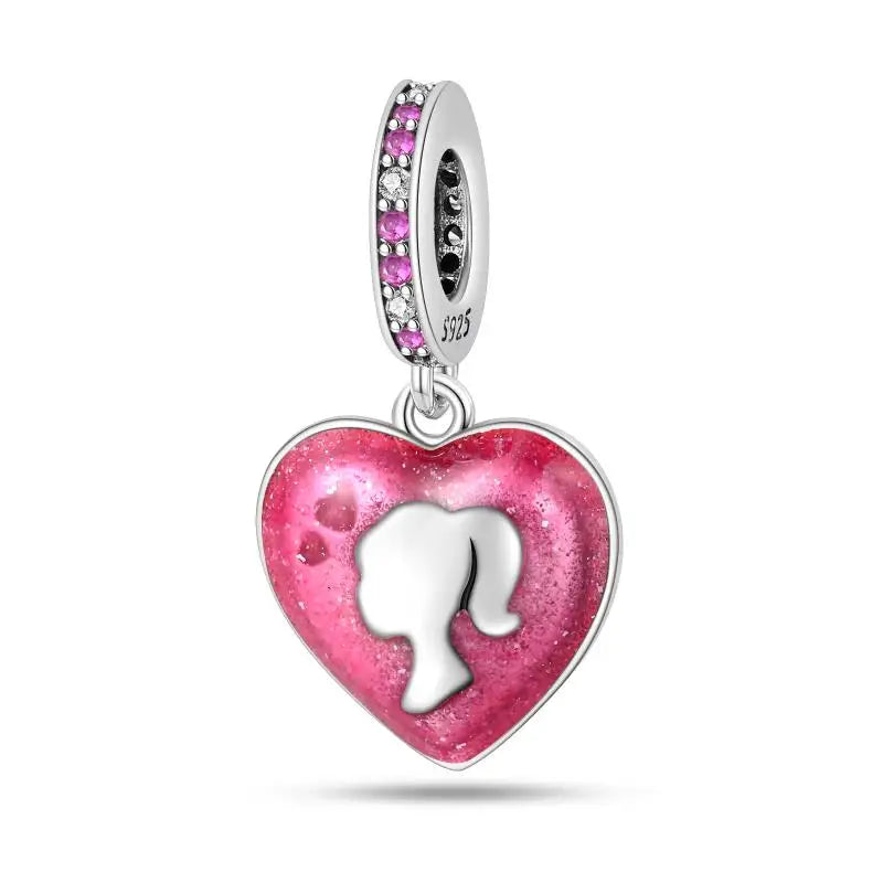 KissICON PAC939 925 Silver Plated Magic Mirror Princess Angel Pink Charm Beads Suitable Fit Pan 925 Original Bracelet Exquisite Diy Jewelry