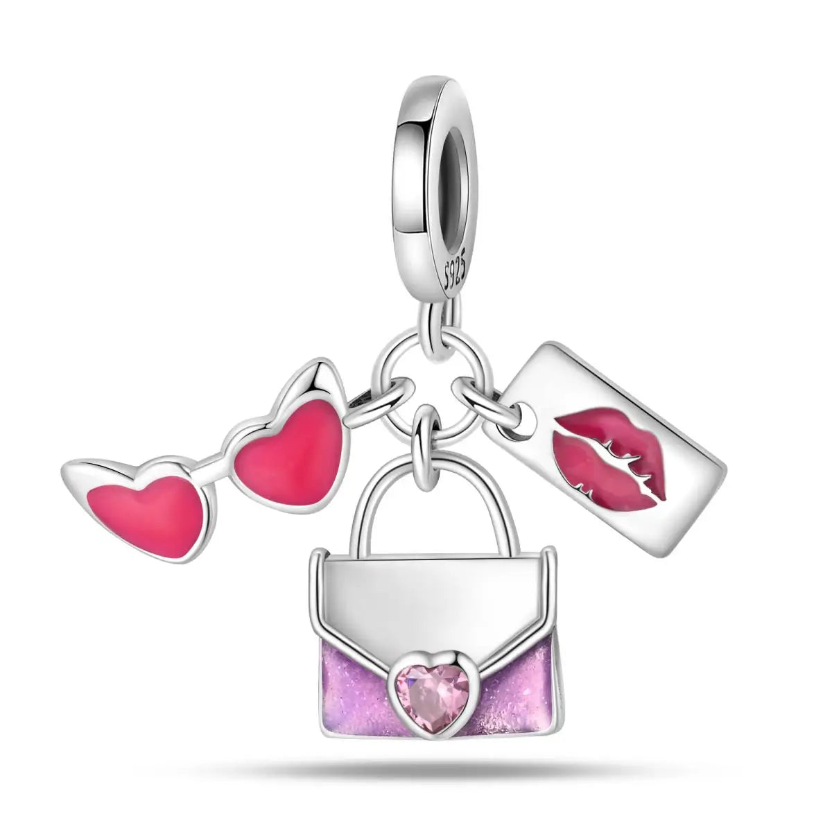 KissICON PAC942 925 Silver Plated Magic Mirror Princess Angel Pink Charm Beads Suitable Fit Pan 925 Original Bracelet Exquisite Diy Jewelry