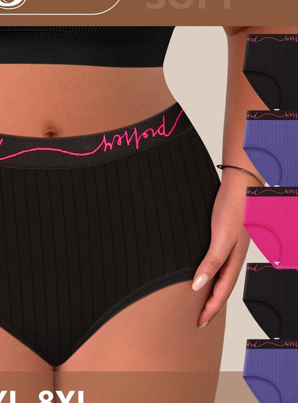 Pack of 5 Comfy MidRise PlusSize Striped Underwear plus size outfit UK - KissICON