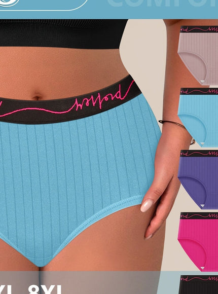 Pack of 5 Comfy MidRise PlusSize Striped Underwear plus size outfit UK - KissICON