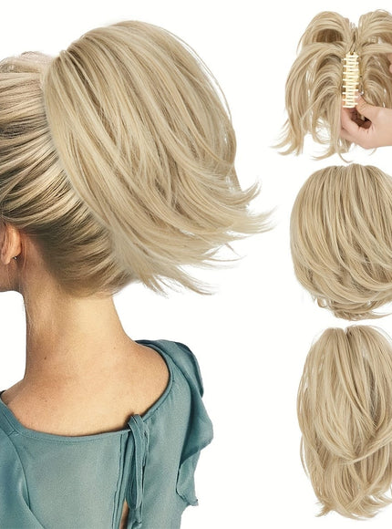KissICON Pale Ash Blonde / 8inch KissIcon Claw Clip Bun Hair Extensions - Bendable