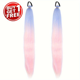 KissICON Pale Pinkish Gray / 26inch Kissicon Synthetic Straight Ponytail Elastic Tie