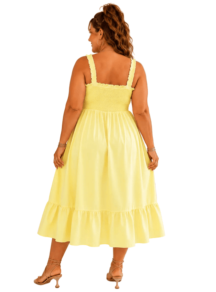 KissICON Maxi Dress Pale Yellow Ruffle Hem Cami Maxi Dress – Plus Size