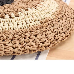 KissICON Paper Rope Hollow Colorful Disc Woven Beach Shoulder Bag