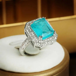 KissICON 💋 Paraiba Zircon Ring Pink Blue Green - Luxury Jewelry