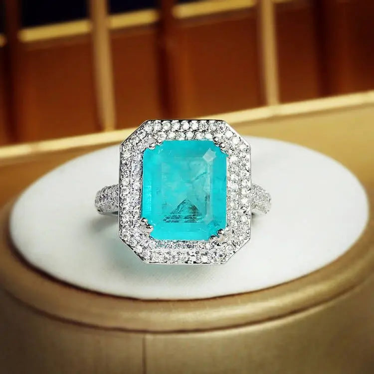 KissICON 💋 Paraiba Zircon Ring Pink Blue Green - Luxury Jewelry