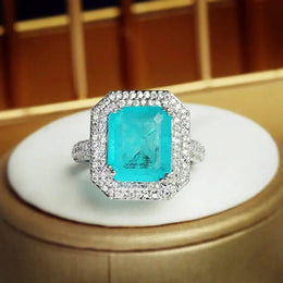 KissICON 💋 Paraiba Zircon Ring Pink Blue Green - Luxury Jewelry
