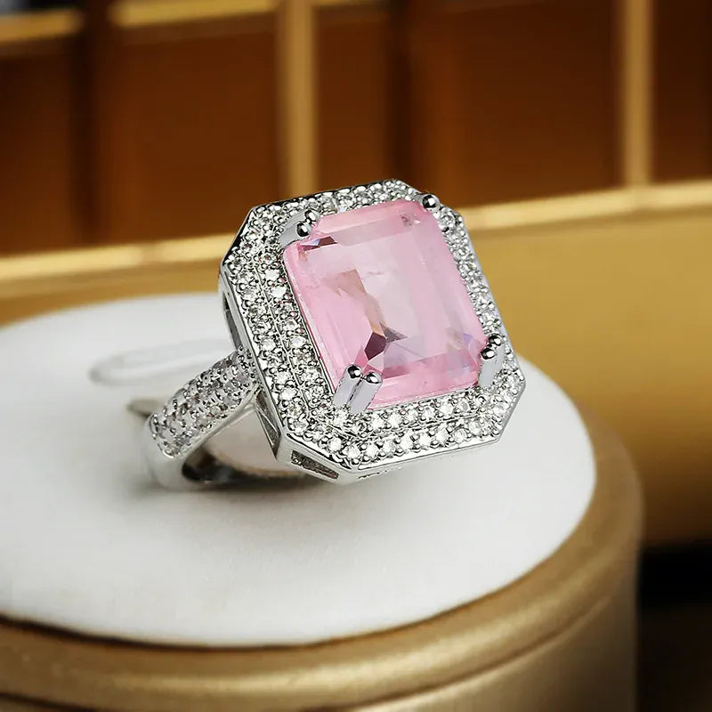 KissICON 💋 Paraiba Zircon Ring Pink Blue Green - Luxury Jewelry