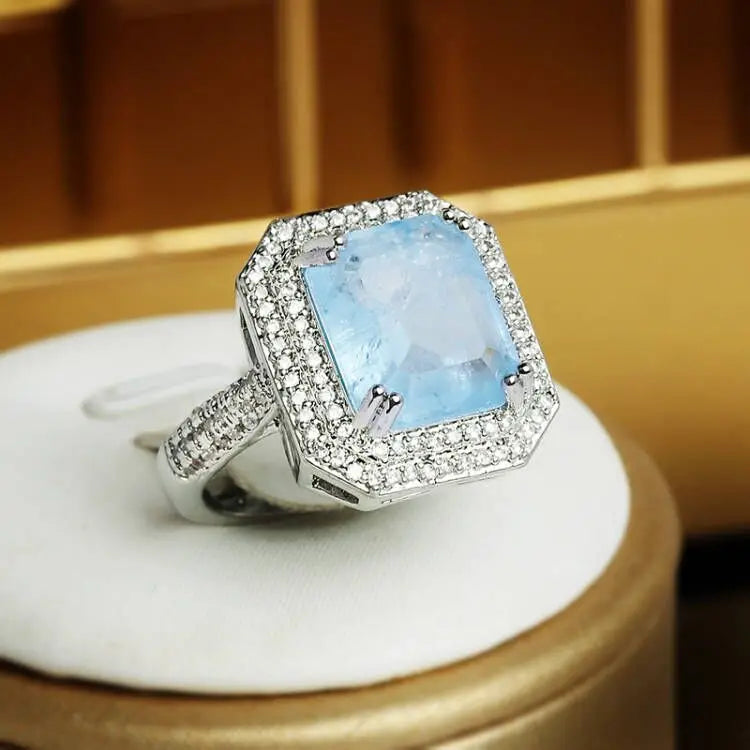 KissICON 💋 Paraiba Zircon Ring Pink Blue Green - Luxury Jewelry