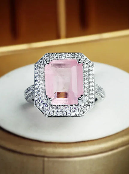 KissICON 💋 Paraiba Zircon Ring Pink Blue Green - Luxury Jewelry