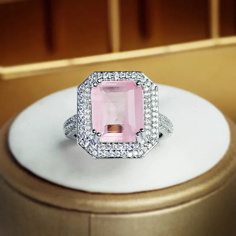 KissICON 💋 Paraiba Zircon Ring Pink Blue Green - Luxury Jewelry