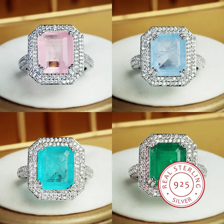 💋 Paraiba Zircon Ring Pink Blue Green - Luxury Jewelry