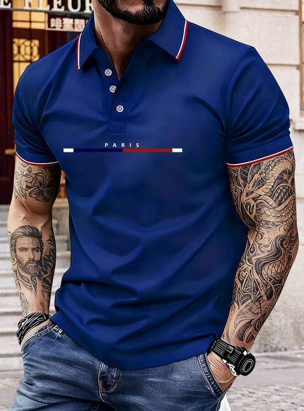 KissICON Paris Letters Classic Unisex Polo Summer Casual  Sporty
