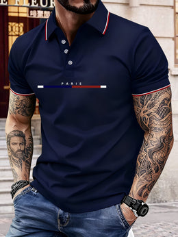 KissICON Paris Letters Classic Unisex Polo Summer Casual  Sporty