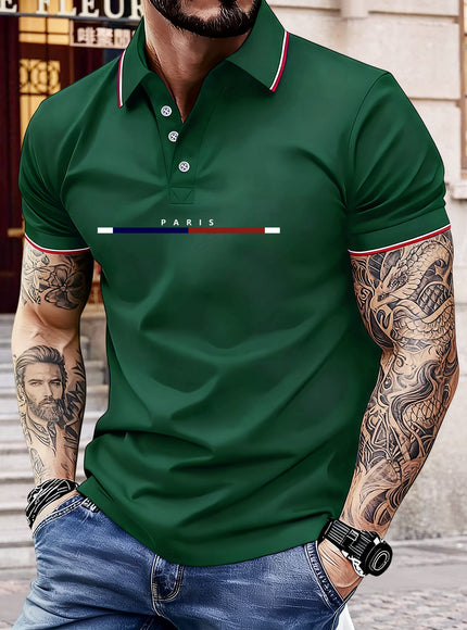 KissICON Paris Letters Classic Unisex Polo Summer Casual  Sporty
