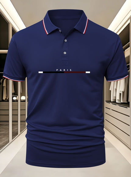 KissICON Paris Letters Classic Unisex Polo Summer Casual  Sporty