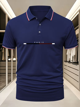 KissICON Paris Letters Classic Unisex Polo Summer Casual  Sporty