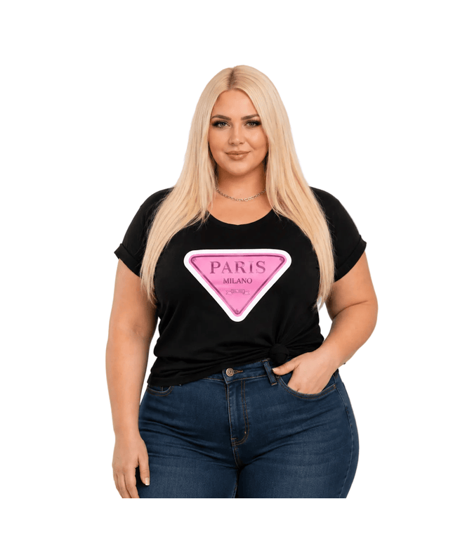 KissICON Paris Milano Graphic T-Shirt – Black | Plus Size | Casual Everyday Tee