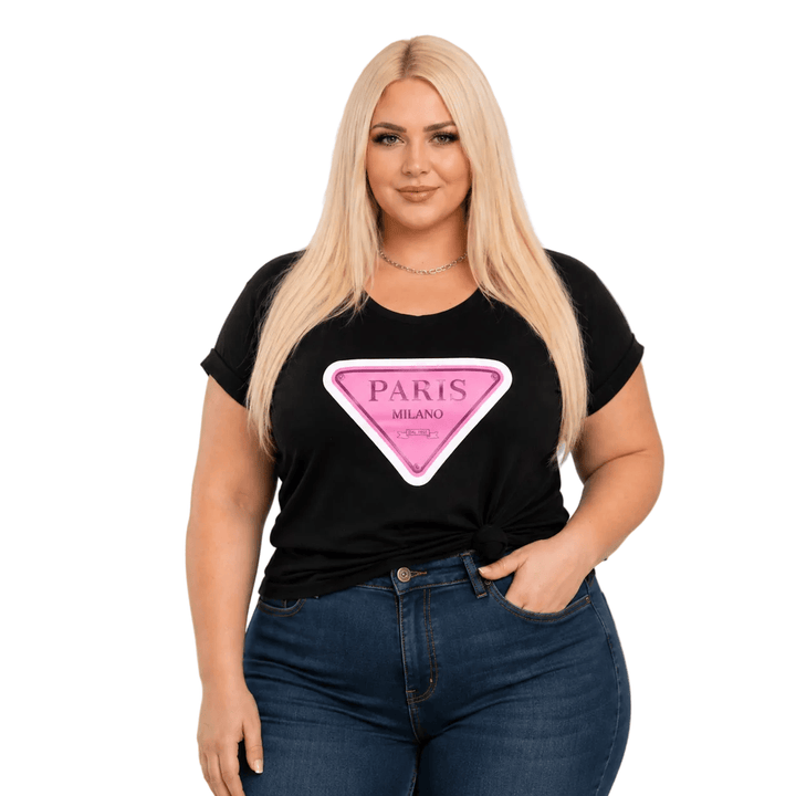 Paris Milano Graphic T-Shirt – Black | Plus Size | Casual Everyday Tee