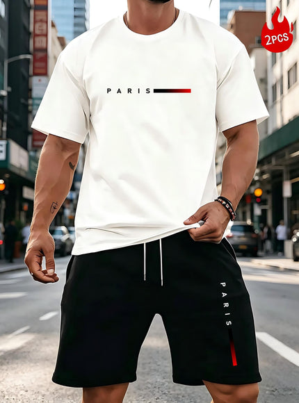 KissICON Paris Print Mens Summer TShirt  Shorts Set