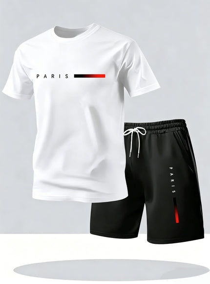 KissICON Paris Print Mens Summer TShirt  Shorts Set