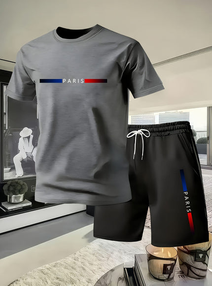 KissICON Paris Print Mens Summer TShirt  Shorts Set