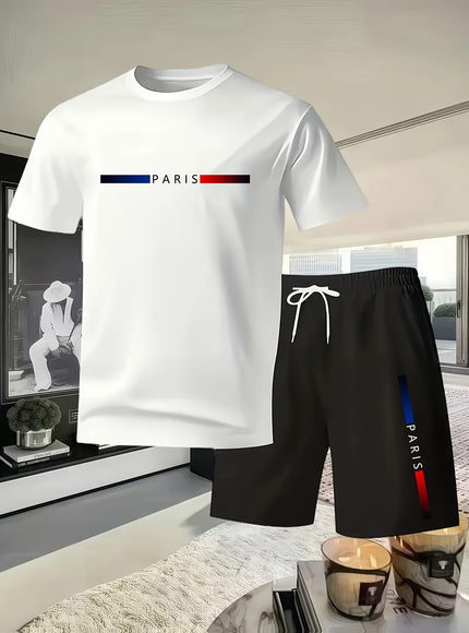 KissICON Paris Print Mens Summer TShirt  Shorts Set