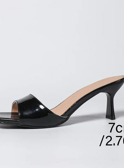 KissICON Patent Leather Black High Heels Sandals for Women