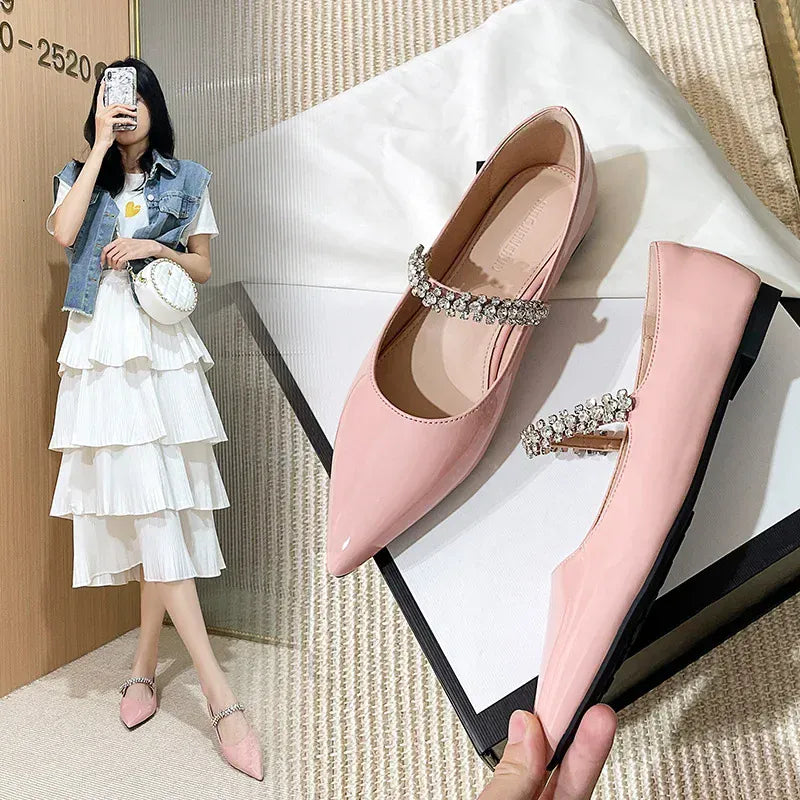 KissICON patent leather pink / 39 2025 Flat Shoe for Women Spring Summer Shallow
