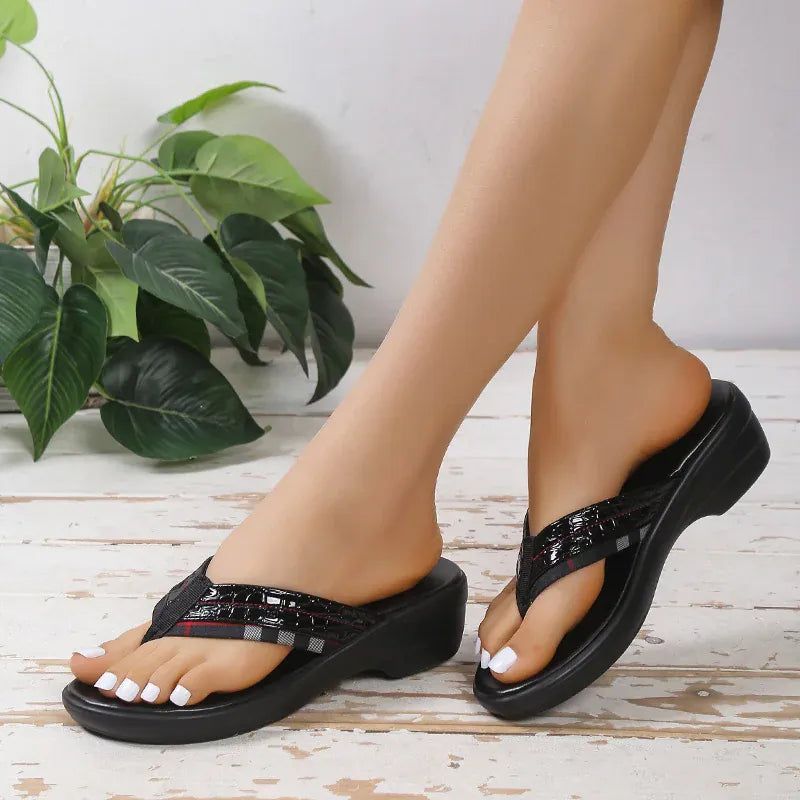 KissICON Patent Leather Wedges Sandals for Women Plus Size